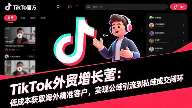 TikTok外贸增长营：低成本获取海外精准客户，实现公域引流到私域成交闭环-副业心选