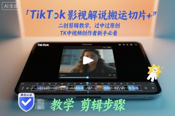 TikTok影视解说搬运切片+二创剪辑教学，过中过原创，TK中视频创作者新手必看-副业心选