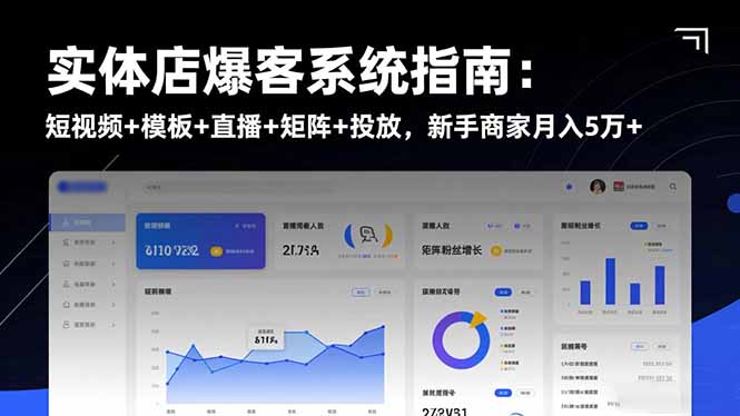 实体店爆客系统指南：短视频+模板+直播+矩阵+投放，新手商家月入5万+-副业心选