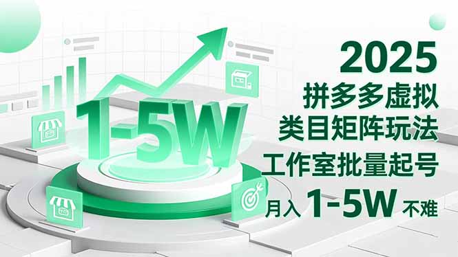 2025 拼多多虚拟类目矩阵玩法，工作室批量起号，月入 1-5W 不难-副业心选