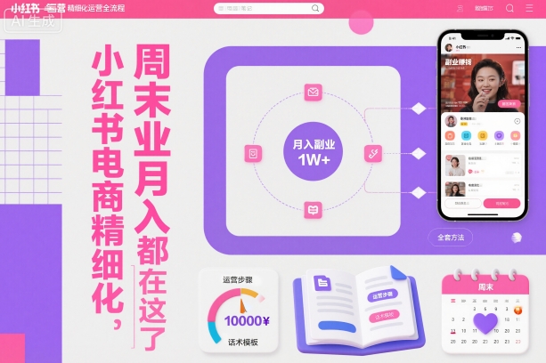 小红书电商精细化运营全流程，周末副业月入1W+，全套方法都在这了 - 副业心选-副业心选