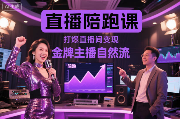 直播陪跑课，金牌主播自然流打爆直播间，复制高变现玩法-副业心选