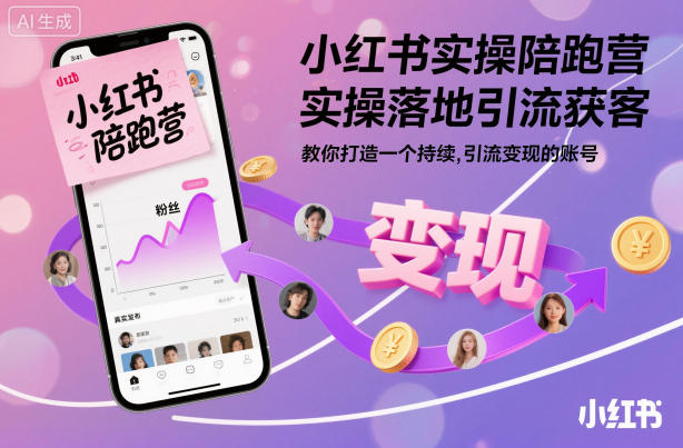 小红书实操陪跑营，实操落地引流获客，教你打造一个持续引流变现的账号-副业心选