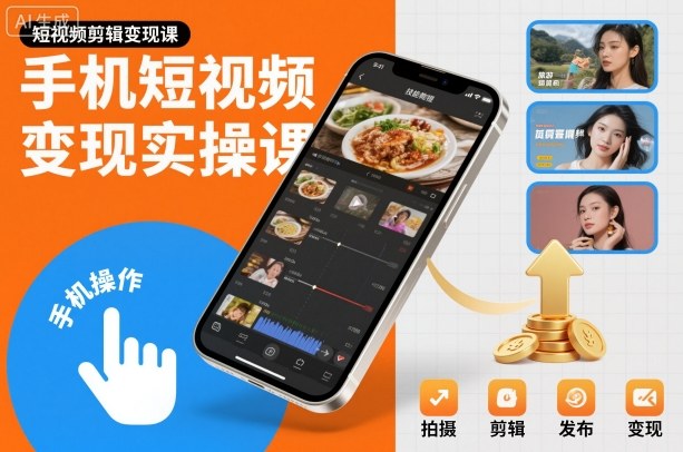 手机短视频变现实操课，短视频剪辑变现课 - 副业心选-副业心选