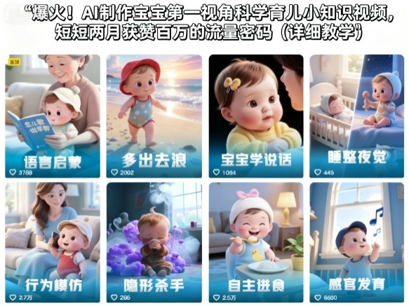 爆火！AI制作宝宝第一视角科学育儿小知识视频，短短两月获赞百万的流量密码(详细教学)-副业心选