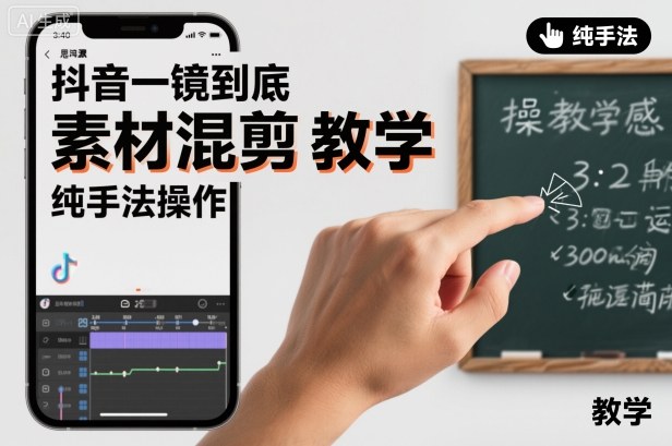 抖音一镜到底素材混剪教学，纯手法操作-副业心选