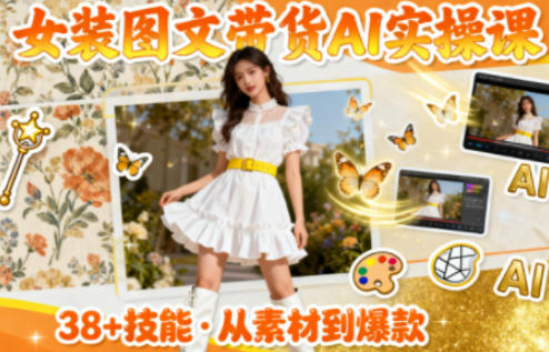 女装图文带货的AI实操课，覆盖38个实用技能，快速提升素材制作效率-副业心选