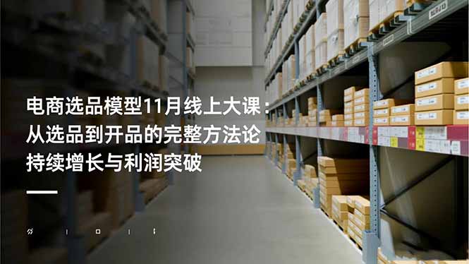 电商选品模型11月线上大课：从选品到开品的完整方法论 持续增长与利润突破-副业心选