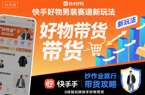 快手好物男装赛道新玩法，抄作业就行，0经验玩转快手好物带货-副业心选