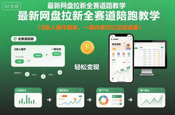 最新网盘拉新全赛道陪跑教学，0投入操作简单，一周内就可以见到成果-副业心选