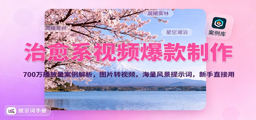 治愈系视频爆款制作，700万播放量案例解析，图片转视频，海量风景提示词，新手直接用-副业心选