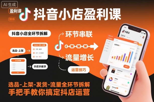 抖音小店盈利课-选品-上架-发货-流量全环节拆解，手把手教你搞定抖店运营-副业心选