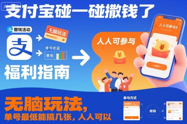 支付宝碰一碰撒钱了，无脑玩法，单号最低能搞几张，人人可以撸【揭秘】-副业心选