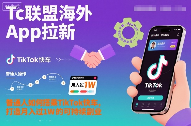 Tc联盟海外App拉新：普通人如何搭乘TikTok快车，打造月入过1W的可持续副业 - 副业心选-副业心选