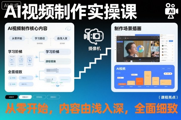 AI视频制作实操课，从零开始，内容由浅入深，全面细致-副业心选