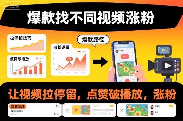 爆款找不同视频涨粉，让视频拉停留，实现点赞，破播放，涨粉-副业心选