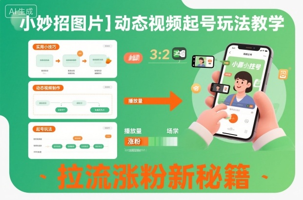 小妙招图片＋动态视频起号玩法教学，拉流涨粉新秘籍-副业心选