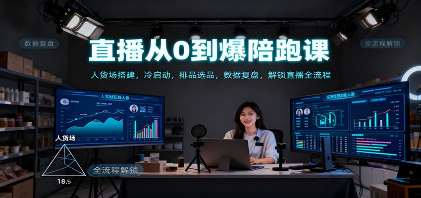 直播从0到爆陪跑课：人货场搭建，冷启动，排品选品，数据复盘，解锁直播全流程 - 副业心选-副业心选