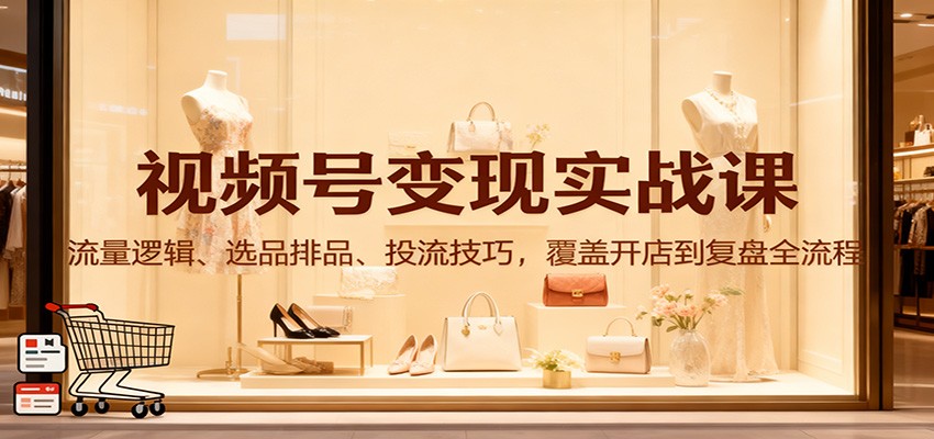 视频号变现实战课：流量逻辑、选品排品、投流技巧，覆盖开店到复盘全流程 - 副业心选-副业心选