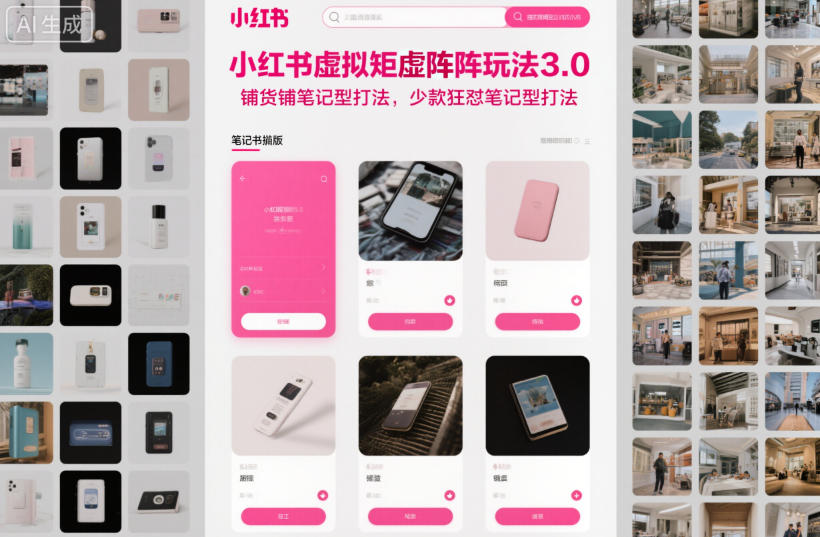 小红书虚拟矩阵玩法3.0，铺货铺笔记型打法，少款狂怼笔记型打法-副业心选