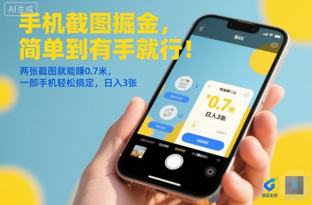 手机截图掘金，简单到有手就行！两张截图就能賺0.7米，一部手机轻松搞定，日入3张【揭秘】-副业心选