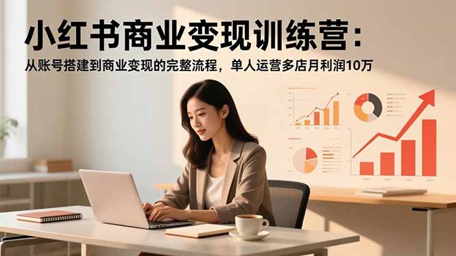 小红书商业变现训练营：从账号搭建到商业变现的完整流程，单人运营多店月利润10万-副业心选