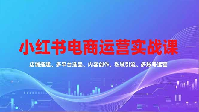 小红书电商运营实战课，店铺搭建、多平台选品、内容创作、私域引流、多账号运营等玩法 - 副业心选-副业心选