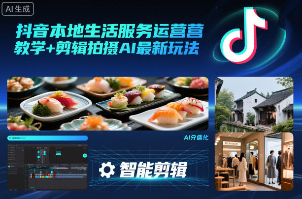 抖音本地生活服务运营教学+剪辑拍摄AI最新玩法 - 副业心选-副业心选