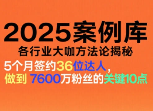 2025案例库，收录各行业大咖的方法论，各行业大咖方法论揭秘-副业心选