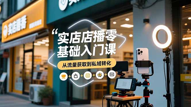 实体店播零基础入门课，实体店+短视频+直播+微信生态+私域社群，从流量获取到私域转化-副业心选