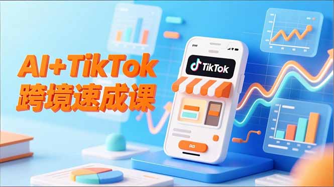 AI+TikTok跨境速成课，智能翻译、店铺定位、流程拆解，7天高效上线运营-副业心选