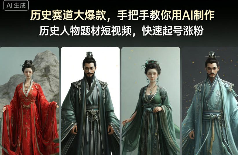 历史赛道大爆款，手把手教你用AI制作历史人物题材短视频，快速起号涨粉-副业心选