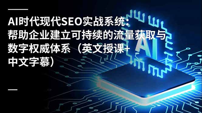 AI时代现代SEO实战系统：帮助企业建立可持续的流量获取与数字权威体系(英文授课+中文字幕 - 副业心选-副业心选