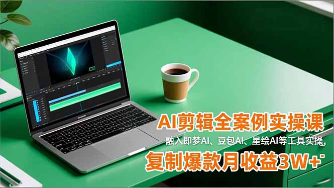 AI剪辑全案例实操课，融入即梦AI、豆包AI、星绘AI等工具实操，复制爆款月收益3W+ - 副业心选-副业心选