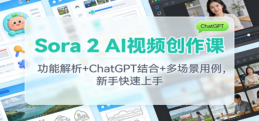 Sora 2 AI视频创作课：功能解析+ChatGPT结合+多场景用例，新手快速上手 - 副业心选-副业心选