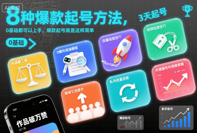 8种爆款起号方法，0基础都可以上手，爆款起号就是这样简单-副业心选