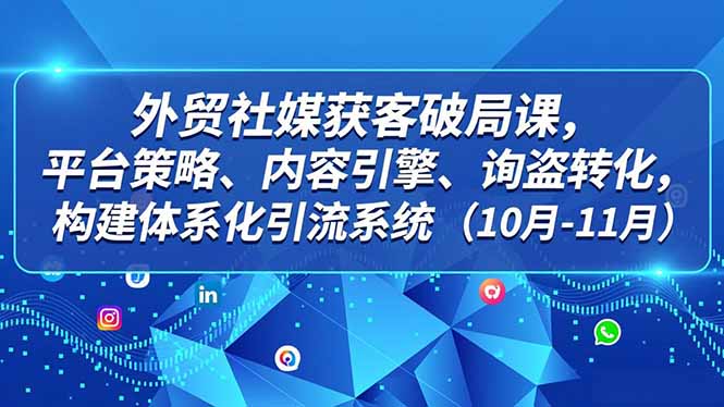 外贸 社媒获客破局课，平台策略、内容引擎、询盘转化，构建体系化引流系统(10月-11月-副业心选