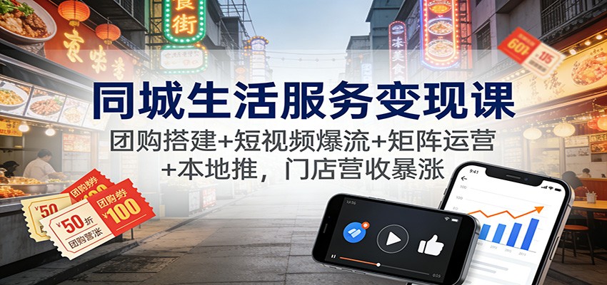 同城生活服务变现课：团购搭建+短视频爆流+矩阵运营+本地推，门店营收暴涨 - 副业心选-副业心选