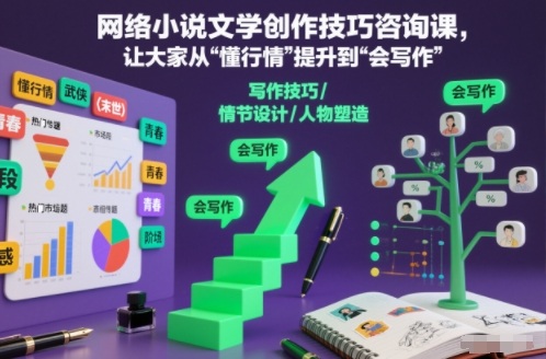 网络小说文学创作技巧咨询课，让大家从“懂行情”提升到”会写作”的高度 - 副业心选-副业心选
