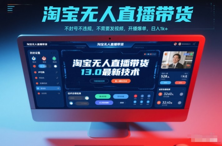 淘宝无人直播带货13.0最新技术，不封号不违规，不需要发视频，开播爆单，日入1k+【揭秘】 - 副业心选-副业心选