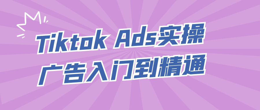 Tiktok Ads实操广告入门到精通-副业心选