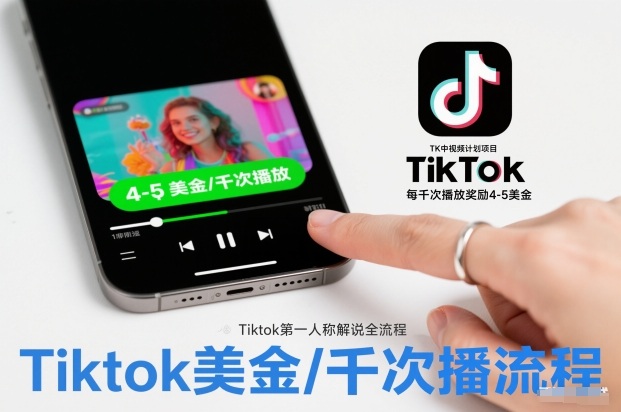 TK中视频计划项目，Tiktok第一人称解说流程，每干次播放奖励4-5美金-副业心选