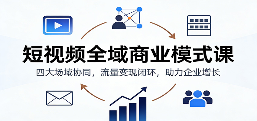 短视频全域商业模式课：四大场域协同，流量变现闭环，助力企业增长-副业心选