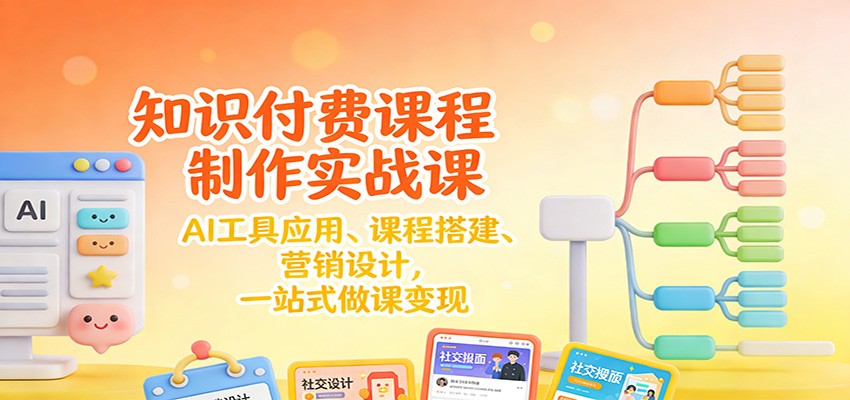 知识付费课程制作实战课：AI工具应用 、课程搭建、营销设计，一站式做课变现-副业心选