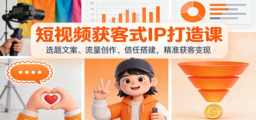 短视频获客式IP打造课：选题文案、流量创作、信任搭建，精准获客变现-副业心选