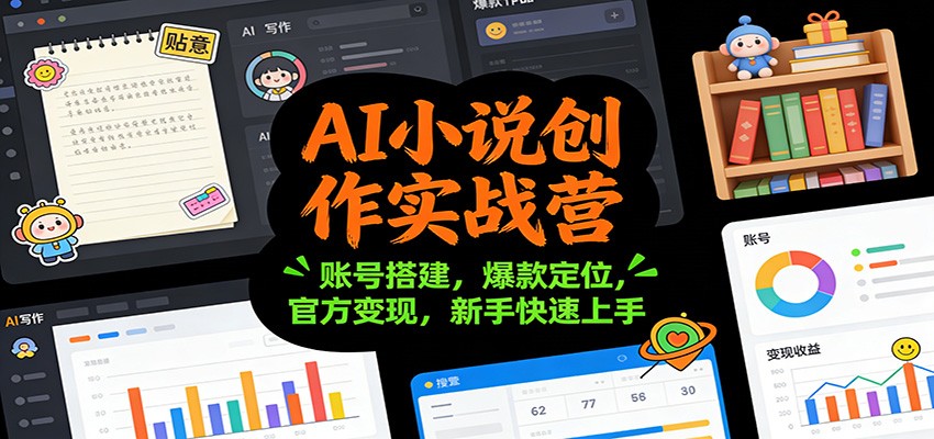 AI小说创作实战营：账号搭建，爆款定位，官方变现，新手快速上手-副业心选