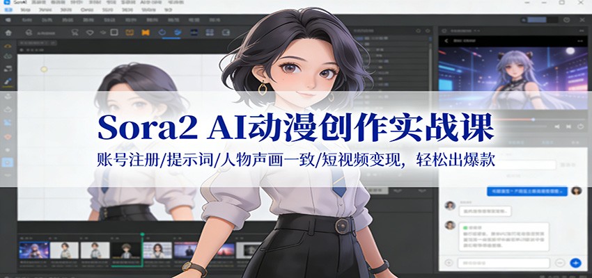 Sora2 AI动漫创作实战课：账号注册/提示词/人物声画一致/短视频变现，轻松出爆款 - 副业心选-副业心选