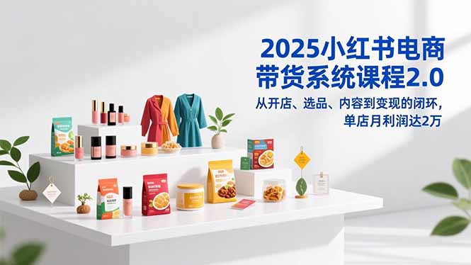 2025小红书电商带货系统课程2.0，从开店、选品、内容到变现的闭环，单店月利润达2万-副业心选