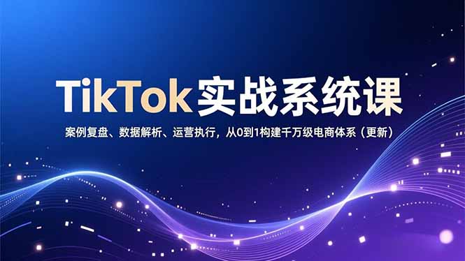 TikTok实战系统课，案例复盘、数据解析、运营执行，从0到1构建千万级电商体系(更新-副业心选