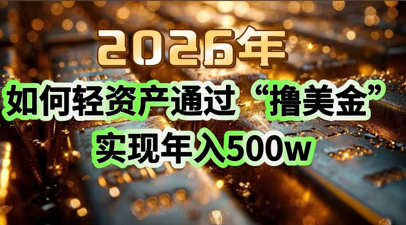 2026年如何轻资产通过“撸美金”实现年入500w-副业心选